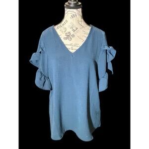 FSL Apparel Teal Blue Lightweight Blouse, New Without Tags